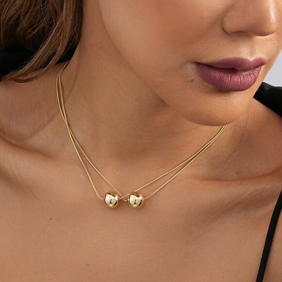 Vintage Style Round Gold Alloy Layered Plating Necklace Oval Chic Boho Pendant - Picture 5 of 6